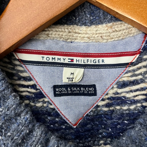 Tommy Hilfiger Blue Nordic Fair Isle Crewneck Wool Silk Sweater - Picture 5 of 6